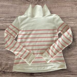 Dudley Stephens Park Slope Turtleneck Cream Blush Stripe Terry Fleece Small NWT
